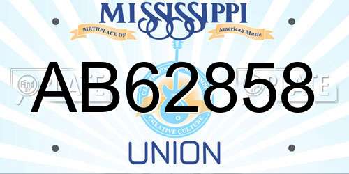 AB62858 Mississippi License Plate