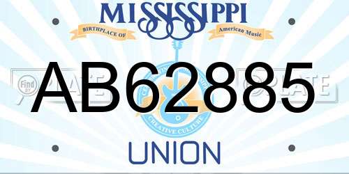AB62885 Mississippi License Plate