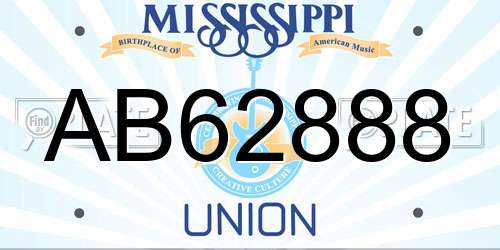AB62888 Mississippi License Plate