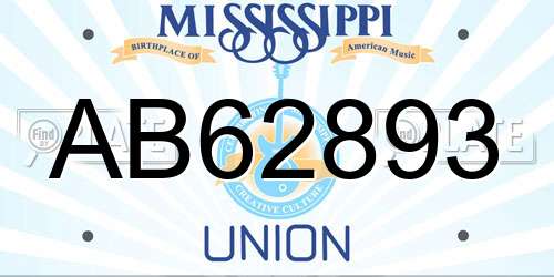 AB62893 Mississippi License Plate
