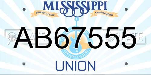 AB67555 Mississippi License Plate