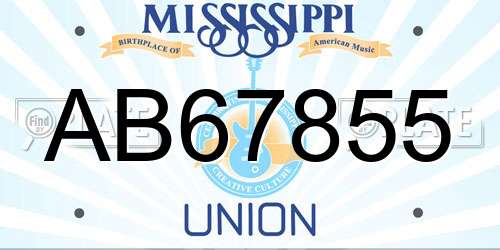 AB67855 Mississippi License Plate