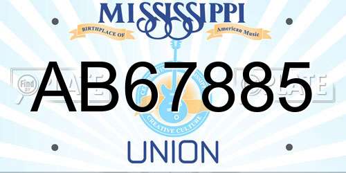 AB67885 Mississippi License Plate