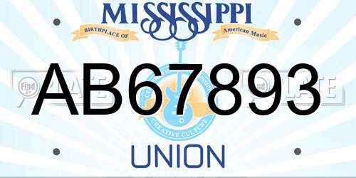 AB67893 Mississippi License Plate
