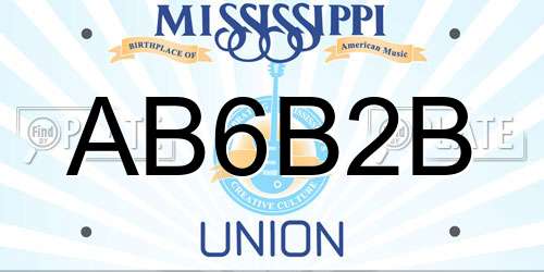AB6B2B Mississippi License Plate