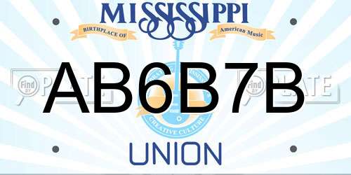 AB6B7B Mississippi License Plate