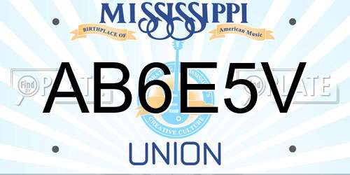 AB6E5V Mississippi License Plate