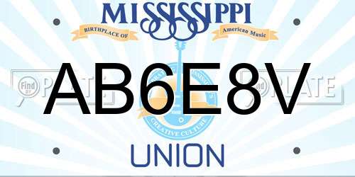 AB6E8V Mississippi License Plate