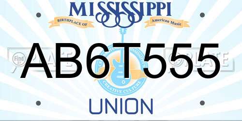AB6T555 Mississippi License Plate