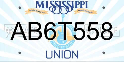 AB6T558 Mississippi License Plate