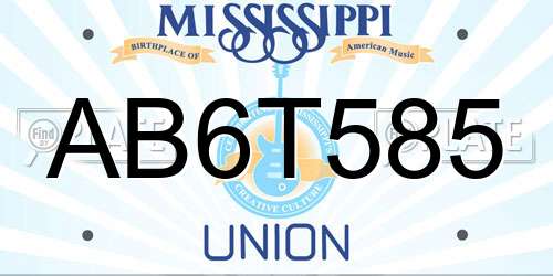 AB6T585 Mississippi License Plate