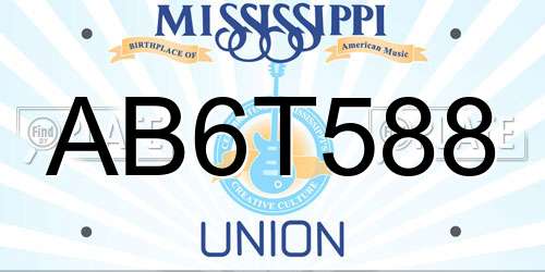 AB6T588 Mississippi License Plate