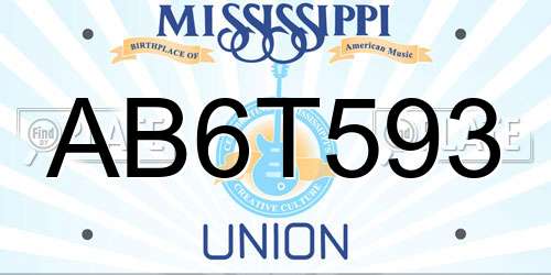 AB6T593 Mississippi License Plate