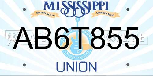AB6T855 Mississippi License Plate