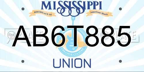 AB6T885 Mississippi License Plate
