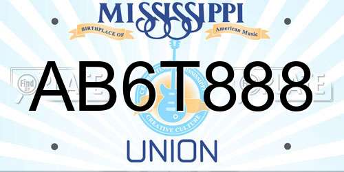 AB6T888 Mississippi License Plate