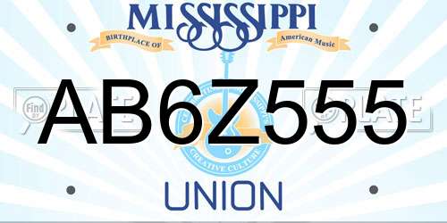 AB6Z555 Mississippi License Plate