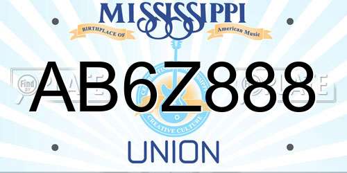 AB6Z888 Mississippi License Plate