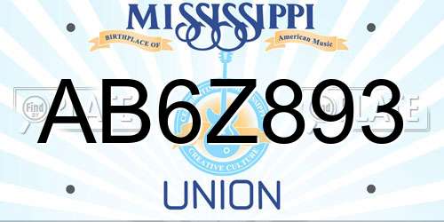AB6Z893 Mississippi License Plate