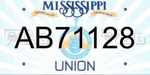 AB71128 Mississippi License Plate
