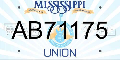 AB71175 Mississippi License Plate