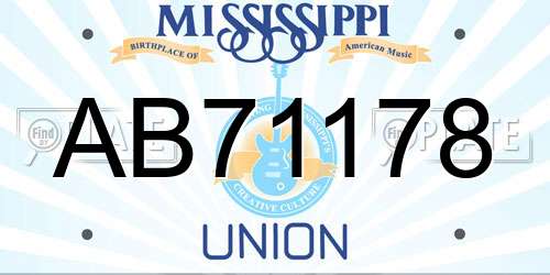 AB71178 Mississippi License Plate