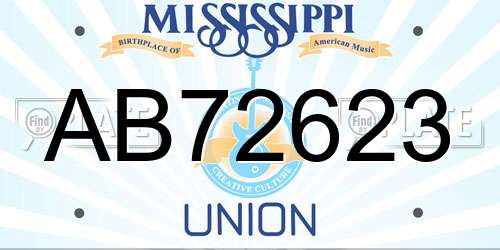 AB72623 Mississippi License Plate
