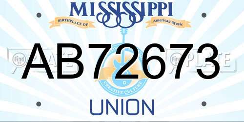 AB72673 Mississippi License Plate