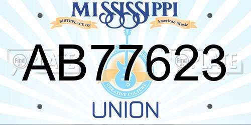 AB77623 Mississippi License Plate