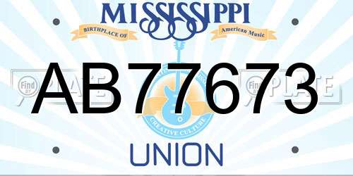 AB77673 Mississippi License Plate