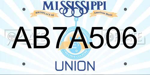 AB7A506 Mississippi License Plate