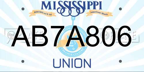AB7A806 Mississippi License Plate
