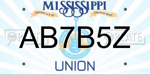 AB7B5Z Mississippi License Plate