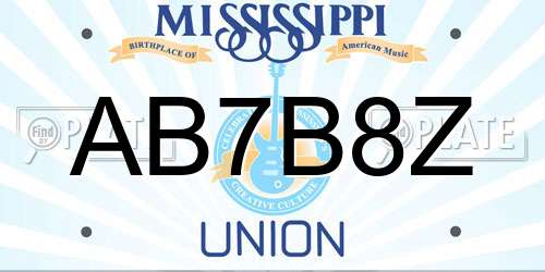 AB7B8Z Mississippi License Plate