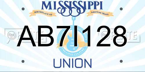 AB7I128 Mississippi License Plate