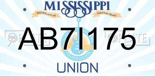 AB7I175 Mississippi License Plate