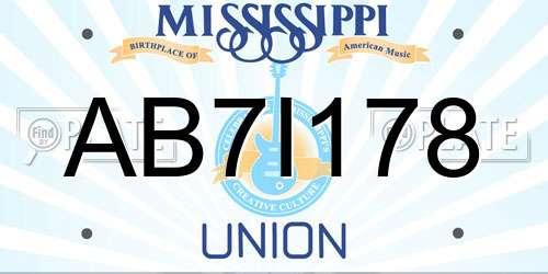 AB7I178 Mississippi License Plate