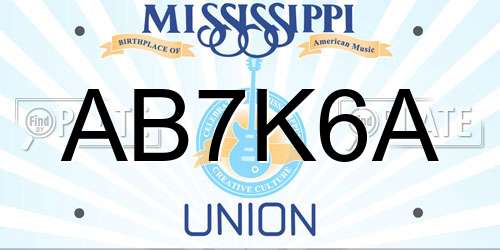 AB7K6A Mississippi License Plate