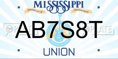 AB7S8T Mississippi License Plate