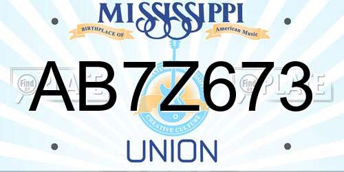 AB7Z673 Mississippi License Plate