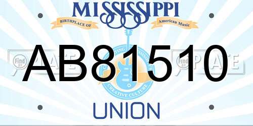 AB81510 Mississippi License Plate