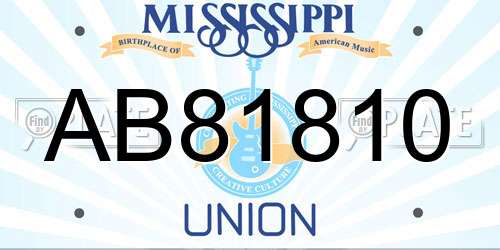 AB81810 Mississippi License Plate