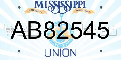 AB82545 Mississippi License Plate