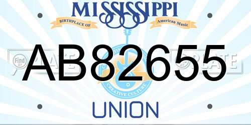 AB82655 Mississippi License Plate