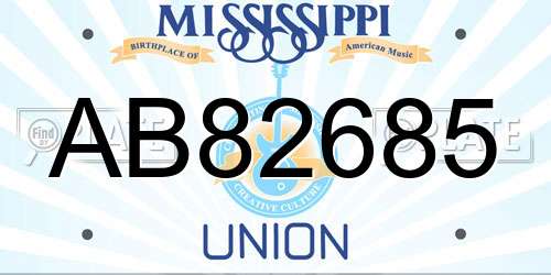AB82685 Mississippi License Plate