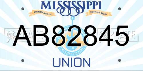 AB82845 Mississippi License Plate