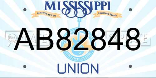 AB82848 Mississippi License Plate