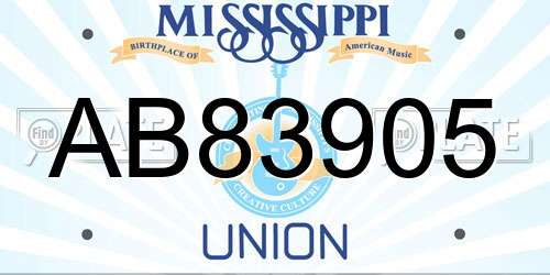 AB83905 Mississippi License Plate