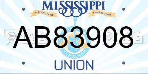 AB83908 Mississippi License Plate