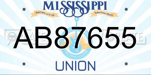 AB87655 Mississippi License Plate